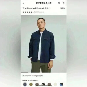 Everlane Men’s Small The Brushed Flannel Button-down Heather Navy Blue